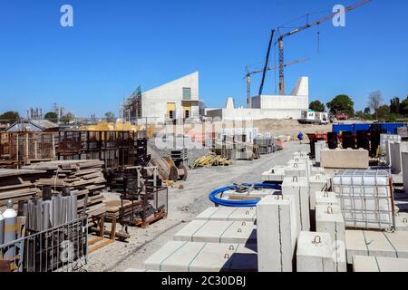 Baustelle neues Pumpwerk Oberhausen, neuer Kanal Emscher, Emscher Umbau, Ruhrgebiet, Oberhausen, Nordrhein-Westfalen, Deutschland Stockfoto