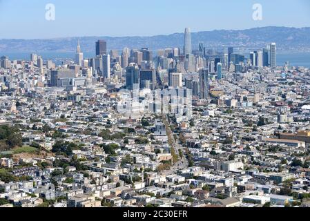 Stadtblick, Blick von Twin Peaks nach San Francisco, Kalifornien, USA Stockfoto