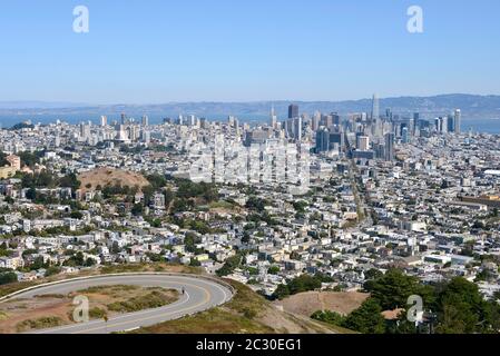 Stadtblick, Blick von Twin Peaks nach San Francisco, Kalifornien, USA Stockfoto