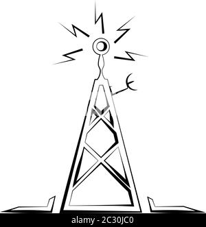 Radio Tower Icon Vektor Kunst Illustration Stock Vektor