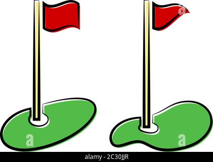 Golf Hole Flag Symbol Vektor Kunst Illustration Stock Vektor