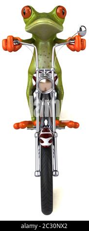 Spaß Frosch auf einem Motorrad - 3D-Darstellung Stockfoto