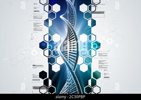 DNA in farbigem Hintergrund Stockfoto