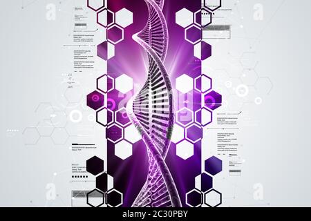 DNA in farbigem Hintergrund Stockfoto