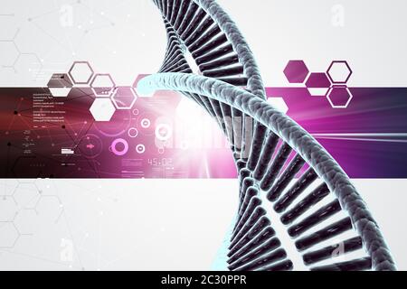 DNA in farbigem Hintergrund Stockfoto