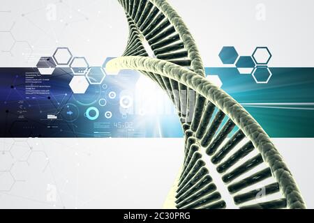 DNA in farbigem Hintergrund Stockfoto