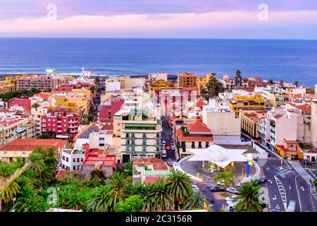 Blick vom Mirador Dulce Maria Loynaz, Puerto de la Cruz, Teneriffa, Kanarische Inseln, Spanien Stockfoto