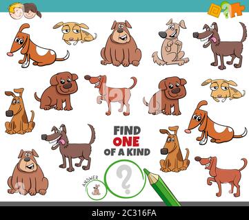 Ein von einer Art Spiel für Kinder mit Comic-Hunde Stockfoto
