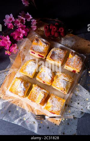 Karpatka - ein köstlicher polnischer Puddingkuchen Stockfoto