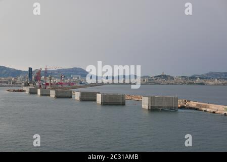 Urlaub im Süden Korsikas. Entdeckung der Sanguinaires Inseln, neben der Stadt Ajaccio Stockfoto