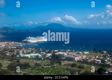 Landschaftlich schöner Blick auf die Küste, Basseterre, St. Kitts, St. Kitts und Nevis Stockfoto