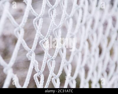 Raureif auf einem Zaun Stockfoto