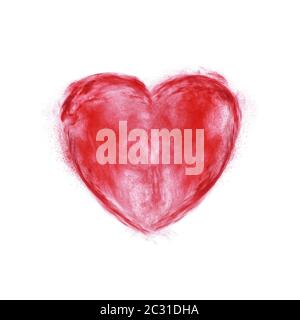 Abstraktes rotes Herz aus Pulver. Stockfoto