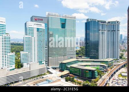 Q Sentral, CIMB und St Regis Hotel vom Aloft Hotel in Kuala Lumpur Malaysia Stockfoto