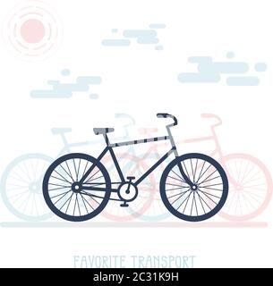 Einfache Illustration mit einer Silhouette von Fahrrad Stock Vektor