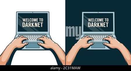 Hands on a Laptop 3d Farbe Illustration Stock Vektor