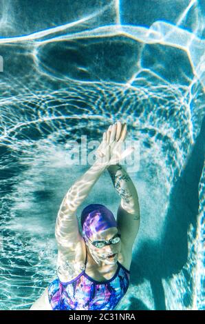 Blick auf Frau Schwimmer, Bainbridge Island, Washington, USA Stockfoto