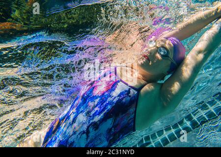 Blick auf Frau Schwimmer, Bainbridge Island, Washington, USA Stockfoto