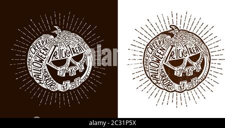 Halloween Schriftzug Kürbis Stock Vektor
