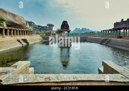 Pushkarni Tempel in Hampi, Karnataka, Indien Stockfoto