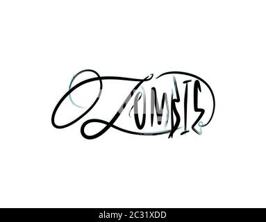 Zombie Schriftzug Text auf weißem Hintergrund in Vektor-Illustration Stock Vektor