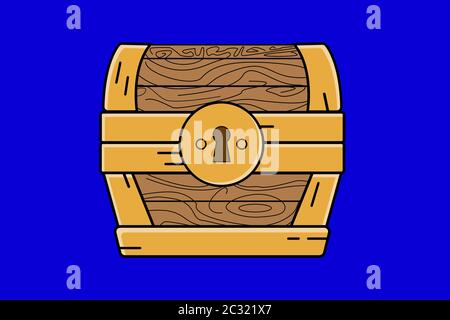 Hölzerne Schatzkiste - flaches Design Stock Vektor