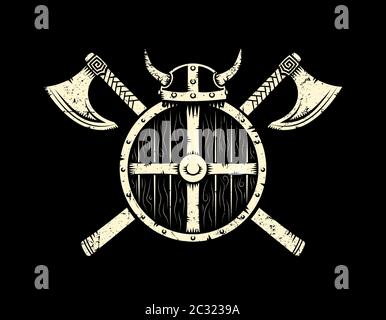 Wikinger Krieger Emblem Stock Vektor