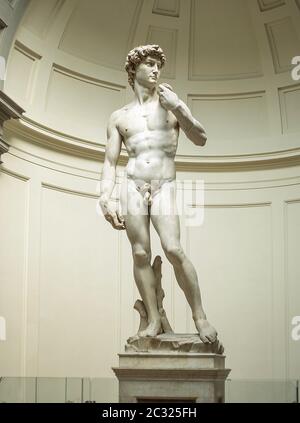 Das "Davidstatue" von Michelangelo, Accademia di Belle Arti, Florenz (Firenze), Toskana, Italien Stockfoto