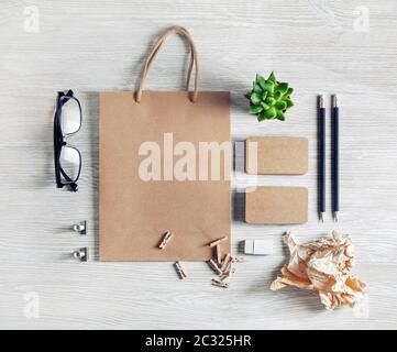 Kraftpapier Briefpapier Vorlage Stockfoto