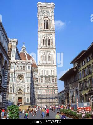 Glockenturm von Giotto (Campanile), Kathedrale Santa Maria del Fiore (Duomo), Piazza del Duomo, Florenz (Firenze), Toskana, Italien Stockfoto