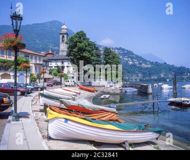 Hafenansicht auf Comer See, Cernobbio, Provinz Como, Lombardei Region, Italien Stockfoto