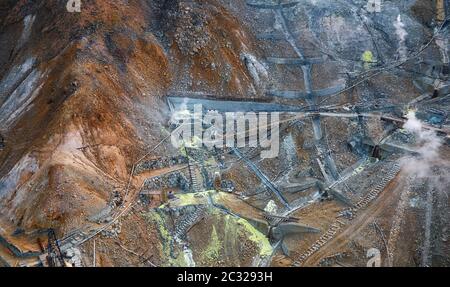 Owakudani (Das Große Kochende Tal). Hakone. Präfektur Kanagawa. Schwefel-Belüftungsöffnungen. Honshu. Japan Stockfoto