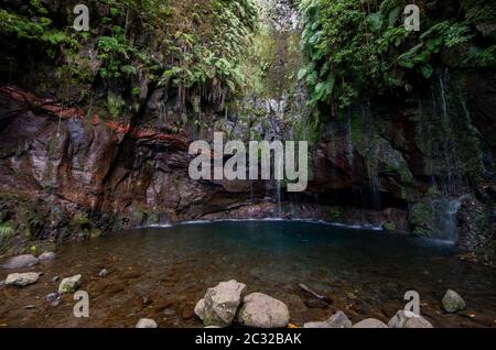 25 Fontes fällt am Ende der Levada das 25 Fontes. Madeira, Portugal Stockfoto