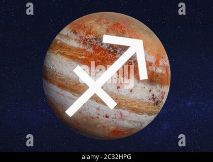 Sternzeichen Schütze astrologische Infografiken. 3d-Darstellung. Elemente dieses Bildes wurden von der NASA eingerichtet
