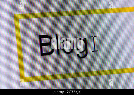 Word Blog in der Suchleiste auf dem Computermonitor Stockfoto