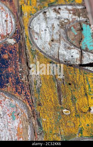 Abstract grunge alten Multi Color schäbig verwittertes Holz Hintergrund Textur und mit Resten der alten Farbe. Schöne bunte Holz- Kulisse mit s Stockfoto