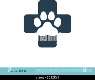 Pfote Print Pet Health Care Symbol Vektor Logo Vorlage Illustration Design. Vektor EPS 10. Stock Vektor