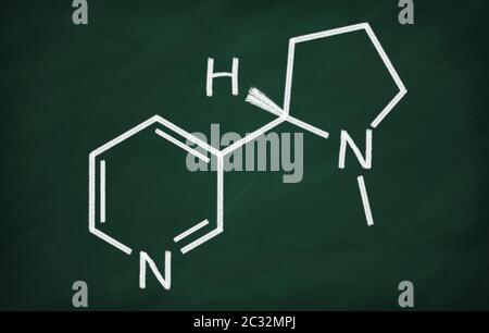 Strukturmodell des Nikotin an die Tafel. Stockfoto