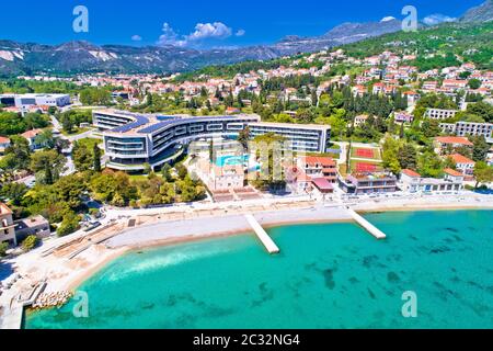 Dubrovnik Region Waterfront in Mlini und Srebreno Luftaufnahme, die Küste von Dalmatien, Kroatien Stockfoto