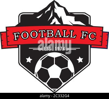 Fußball Club Logo Design Template, Bergsport Logo Inspiration Stock Vektor