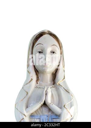 Unsere Dame vintage Porzellan Statue. Mock up Kopie Raum. Stockfoto