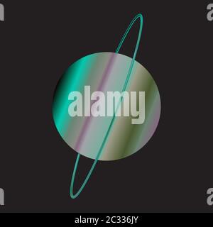 Eine Darstellung des Planeten Uranus mit Ringen über einen schwarzen Hintergrund Stockfoto
