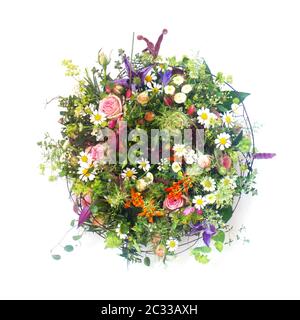 Floral Wreath isoliert auf weißem Stockfoto