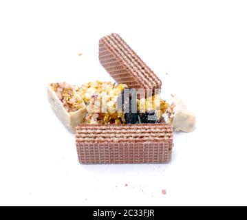 Knusprig und lecker Waffeln und Müsli bar Stockfoto