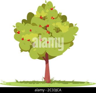 Apple Tree semi flach RGB Farbe Vektor Illustration Stock Vektor