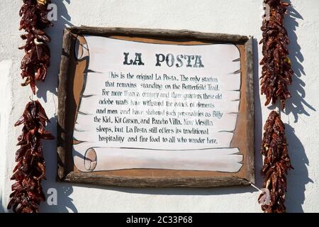 Geschichte Plakette in Old Mesilla Village, Las Cruces, New Mexico, USA Stockfoto