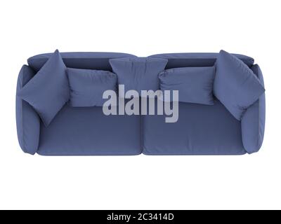 Blaues weiches Sofa mit Kissen Stockfoto