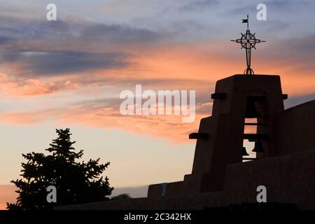 Katholische Kirche der Muttergottes von Guadalupe, Taos, New Mexico, USA Stockfoto