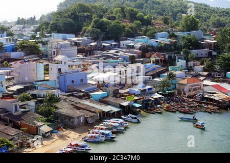 Fischerdorf Draufsicht in Vietnam, Phu Quoc Stockfoto