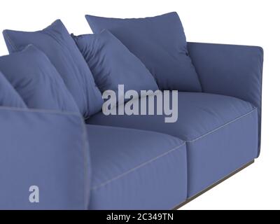 Blaues weiches Sofa mit Kissen Stockfoto